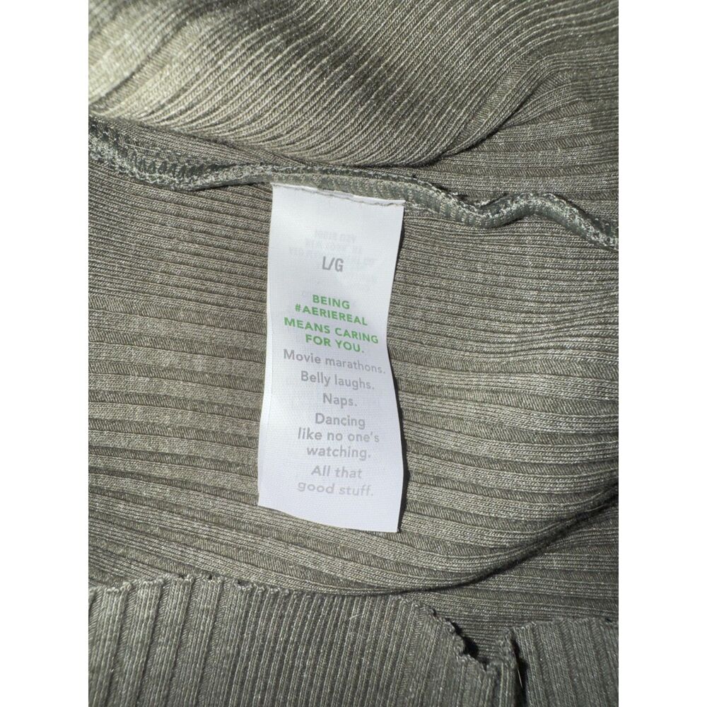 Aerie Green Ribbed Cropped Tank Top Size Large - Picture 4 of 4